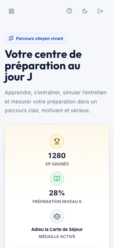 Aperçu de l'application Réussir Naturalisation